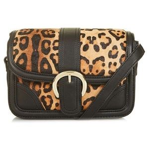 Topshop faux calf hair leopard print crossbody bag